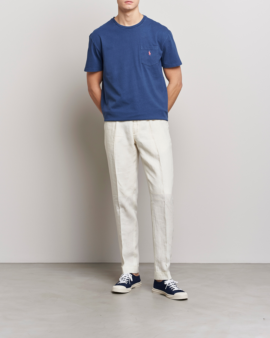 Men | T-Shirts | Polo Ralph Lauren | Cotton/Linen Crew Neck T-Shirt Light Navy