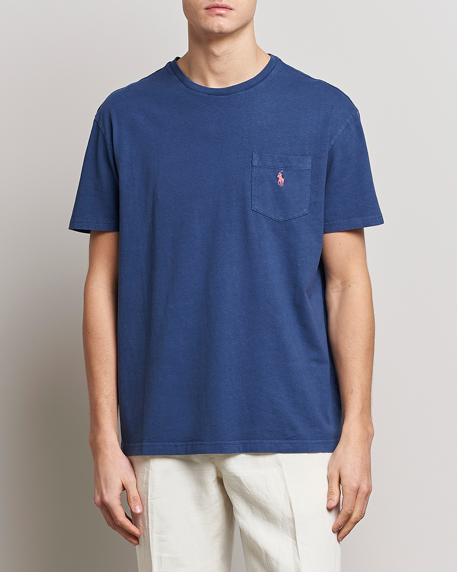 Men | T-Shirts | Polo Ralph Lauren | Cotton/Linen Crew Neck T-Shirt Light Navy