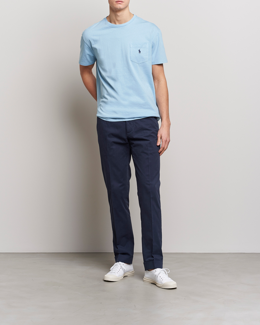 Men | T-Shirts | Polo Ralph Lauren | Cotton/Linen Crew Neck T-Shirt Powder Blue