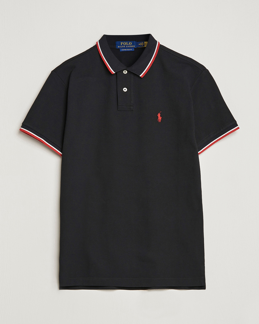 Men | Polo Shirts | Polo Ralph Lauren | Custom Slim Fit Tipped Polo Black