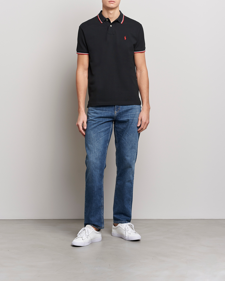 Men | Polo Shirts | Polo Ralph Lauren | Custom Slim Fit Tipped Polo Black