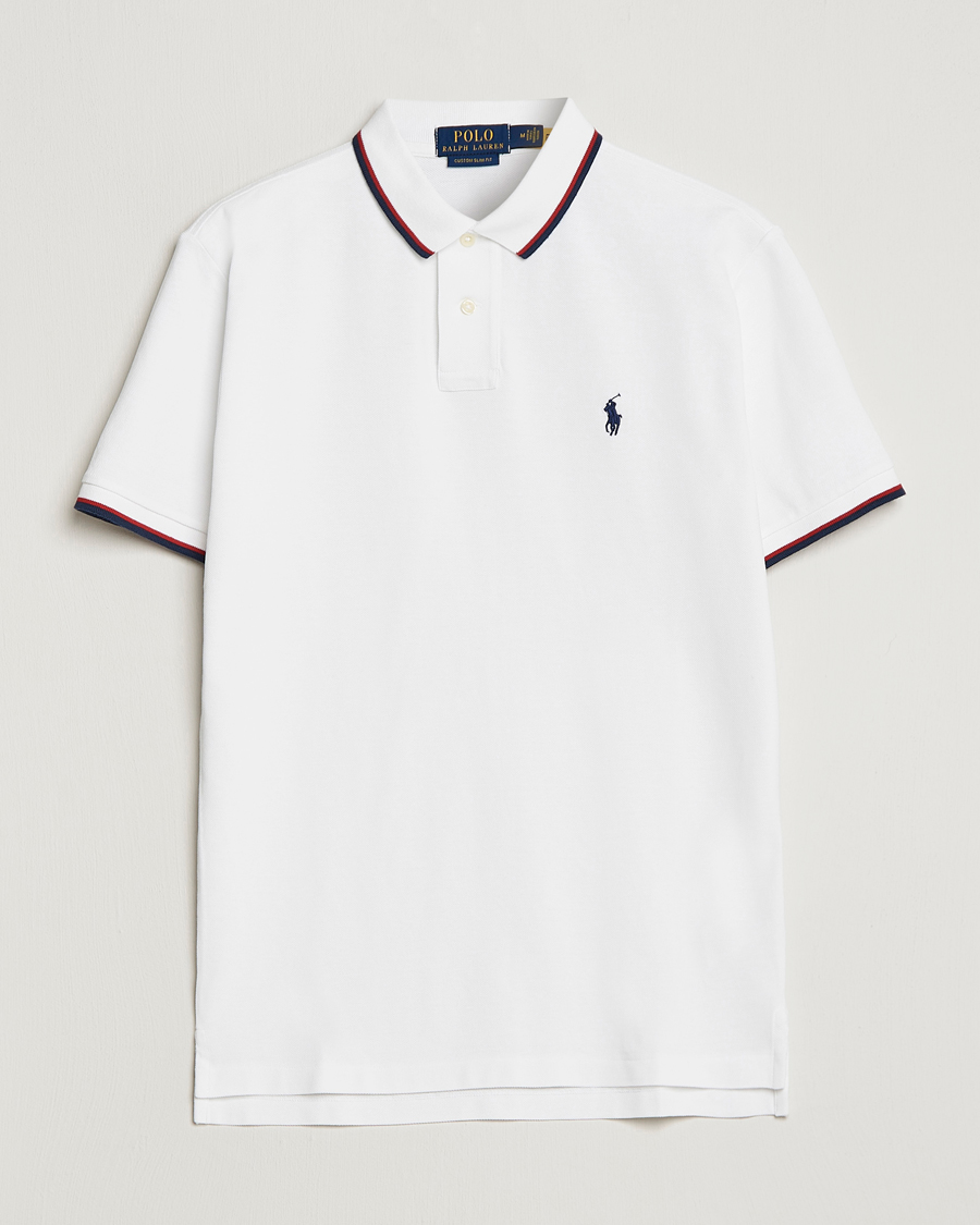Men | Polo Shirts | Polo Ralph Lauren | Custom Slim Fit Tipped Polo White