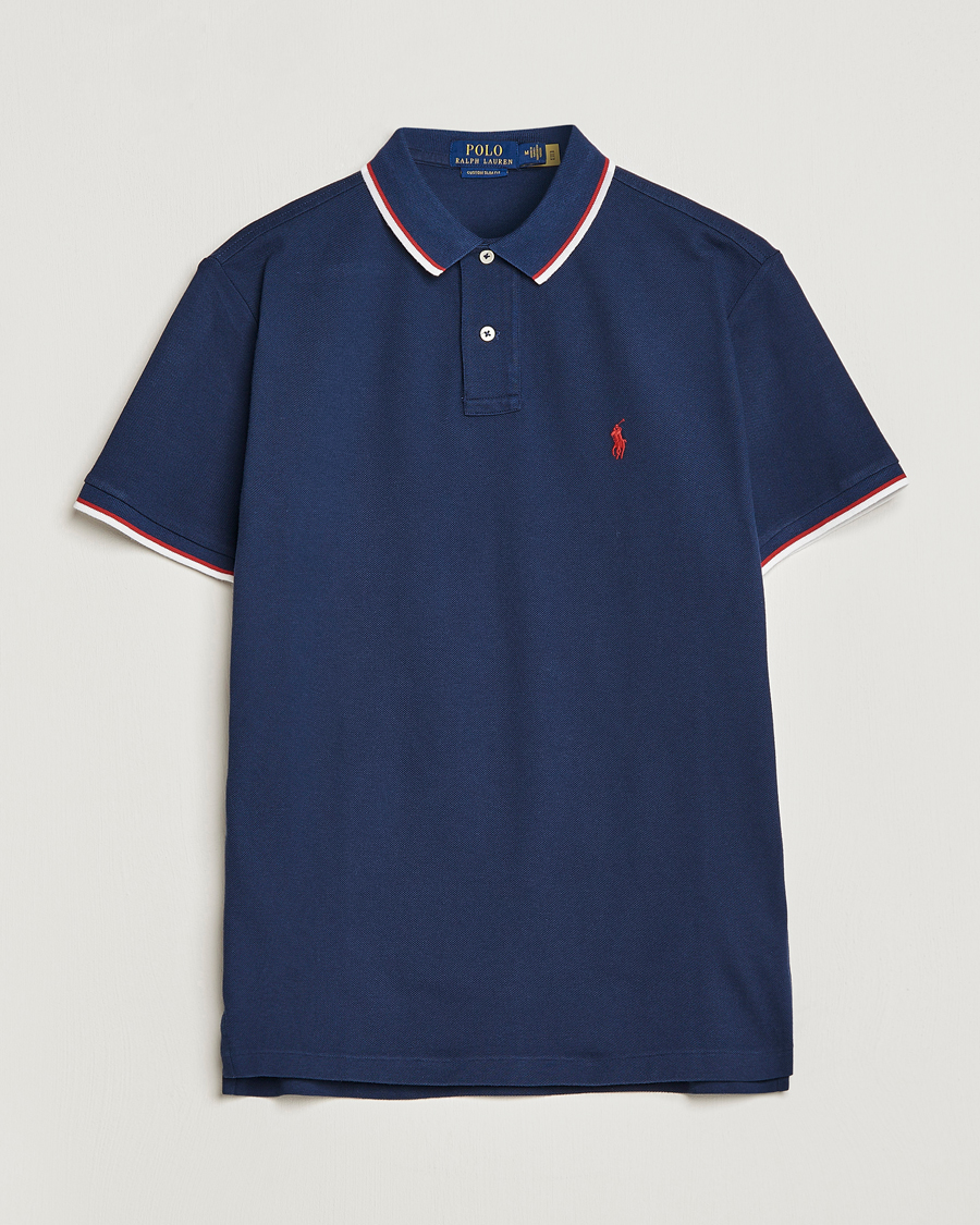 Men | Polo Shirts | Polo Ralph Lauren | Custom Slim Fit Piped Polo Newport Navy