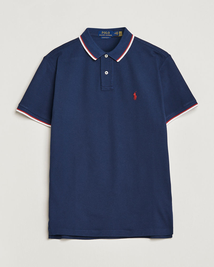 Men | Polo Shirts | Polo Ralph Lauren | Custom Slim Fit Tipped Polo Newport Navy