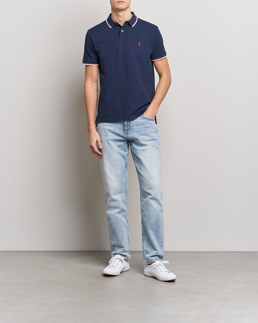 Men | Polo Shirts | Polo Ralph Lauren | Custom Slim Fit Tipped Polo Newport Navy