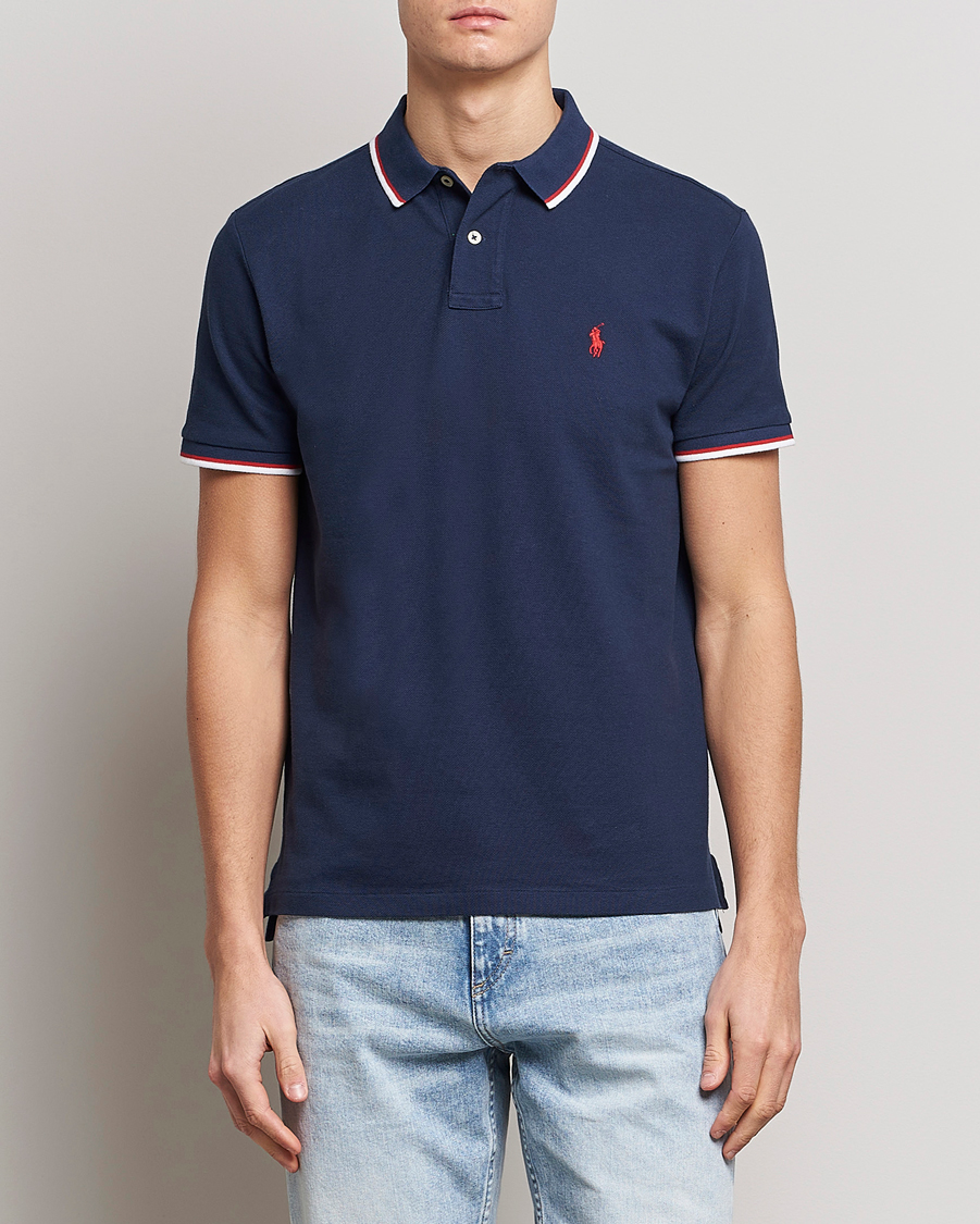 Men | Polo Shirts | Polo Ralph Lauren | Custom Slim Fit Tipped Polo Newport Navy