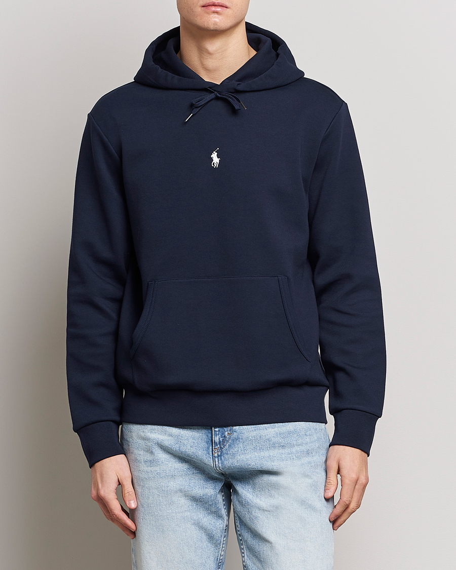 Men | Hooded Sweatshirts | Polo Ralph Lauren | Double Knit Center Logo Hoodie Aviator Navy