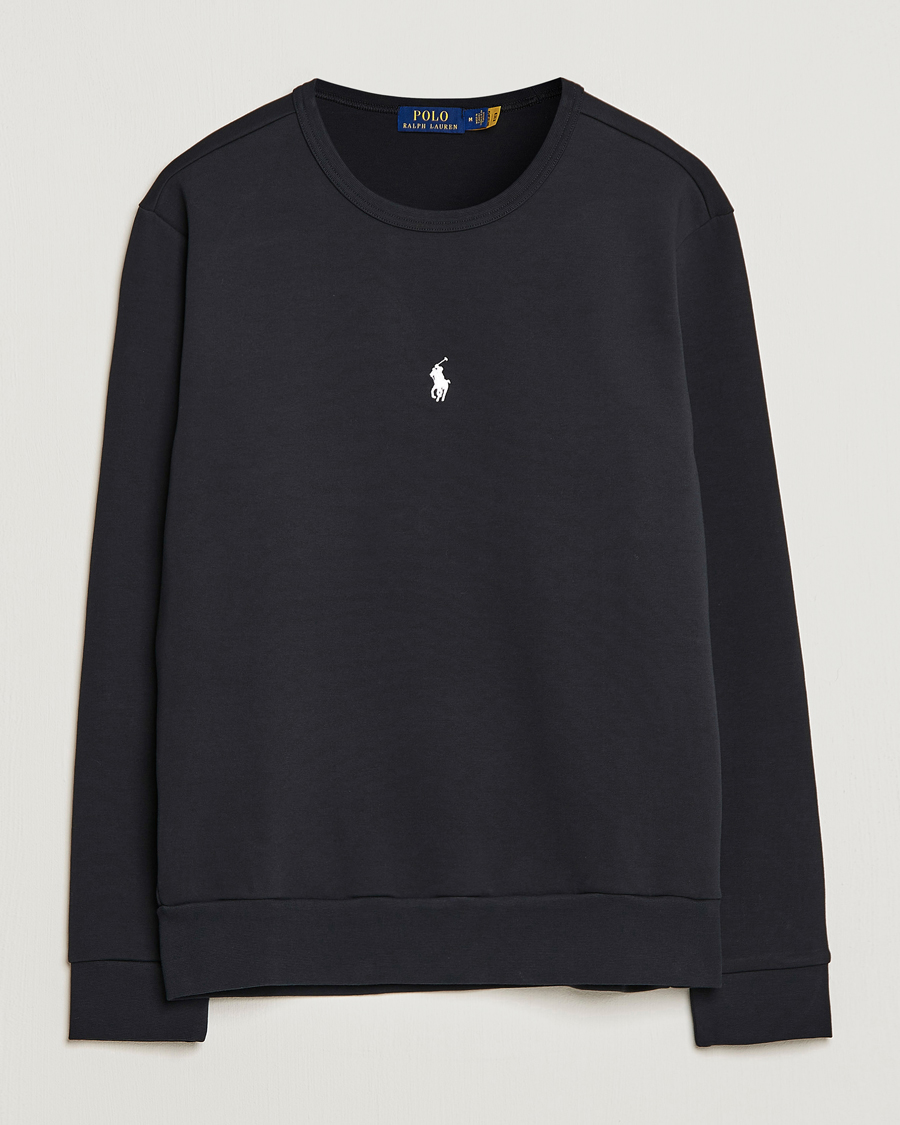 Men | Sweaters & Knitwear | Polo Ralph Lauren | Double Knit Center Logo Sweatshirt Black
