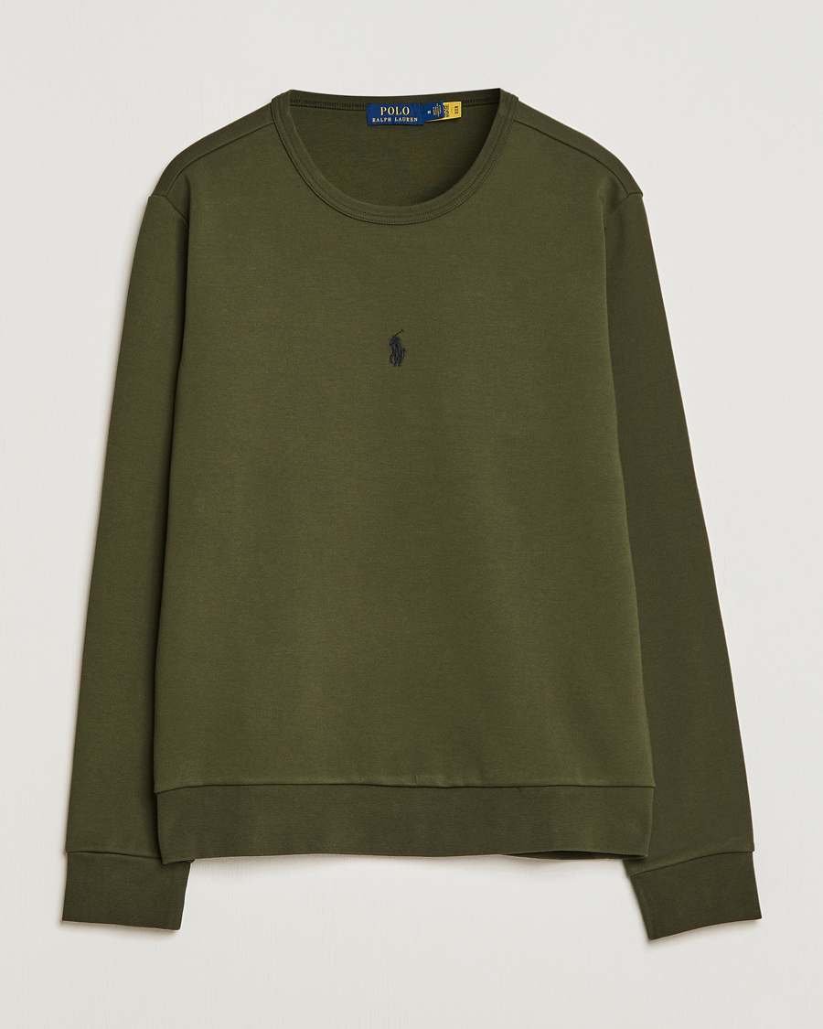 Men | Sweaters & Knitwear | Polo Ralph Lauren | Double Knit Center Logo Sweatshirt Company Olive