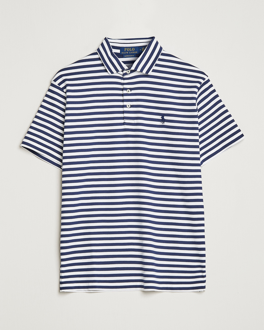 Men | Polo Shirts | Polo Ralph Lauren | Pima Cotton Striped Polo Navy/White