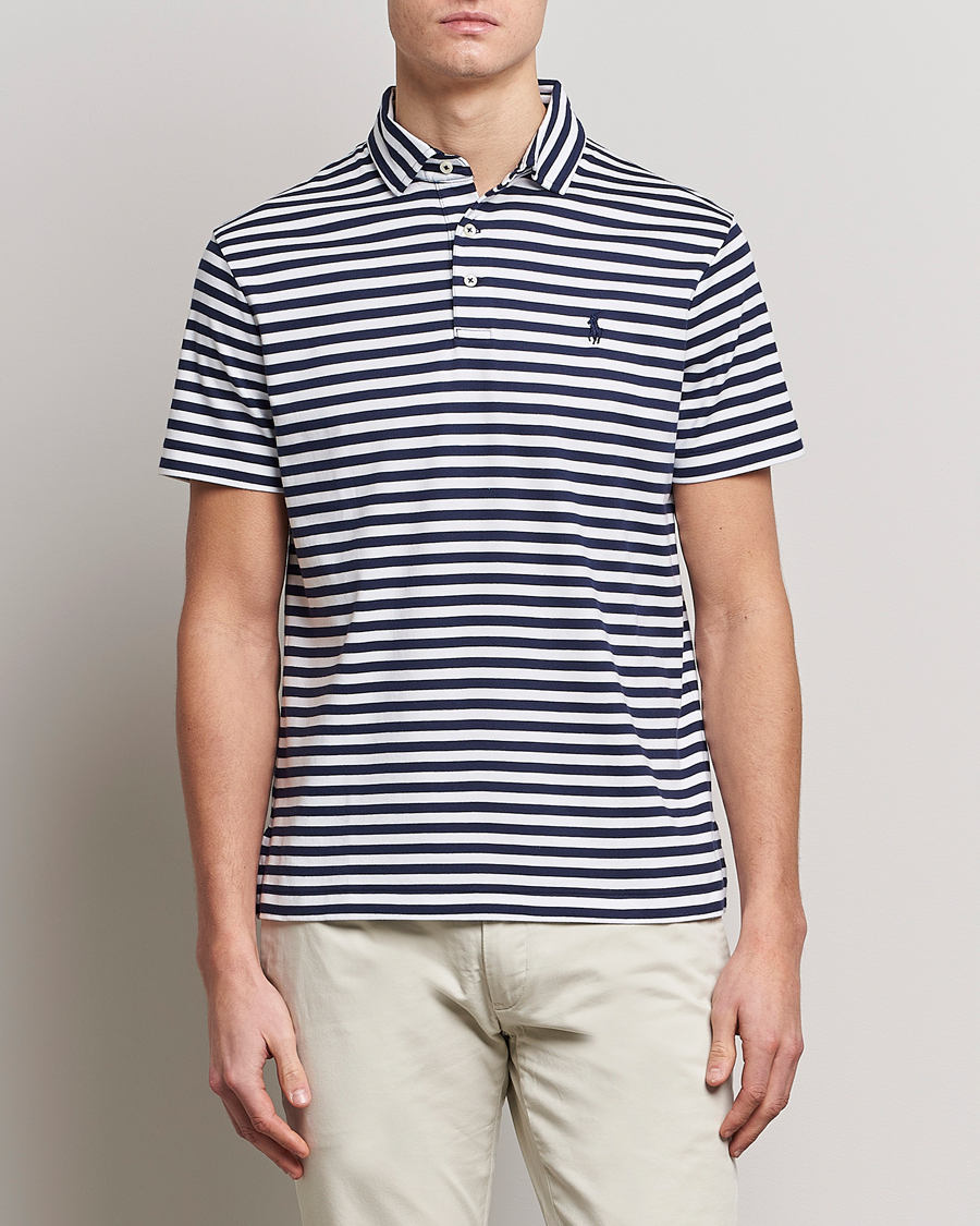 Men | Polo Shirts | Polo Ralph Lauren | Pima Cotton Striped Polo Navy/White
