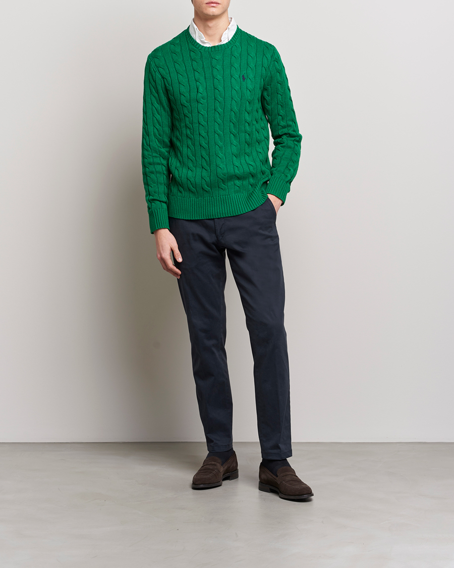 Men | Sweaters & Knitwear | Polo Ralph Lauren | Cotton Cable Pullover Athletic Green