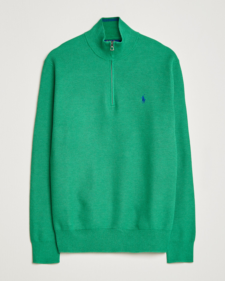 Men | Sweaters & Knitwear | Polo Ralph Lauren | Textured Half-Zip Optic Green Heather