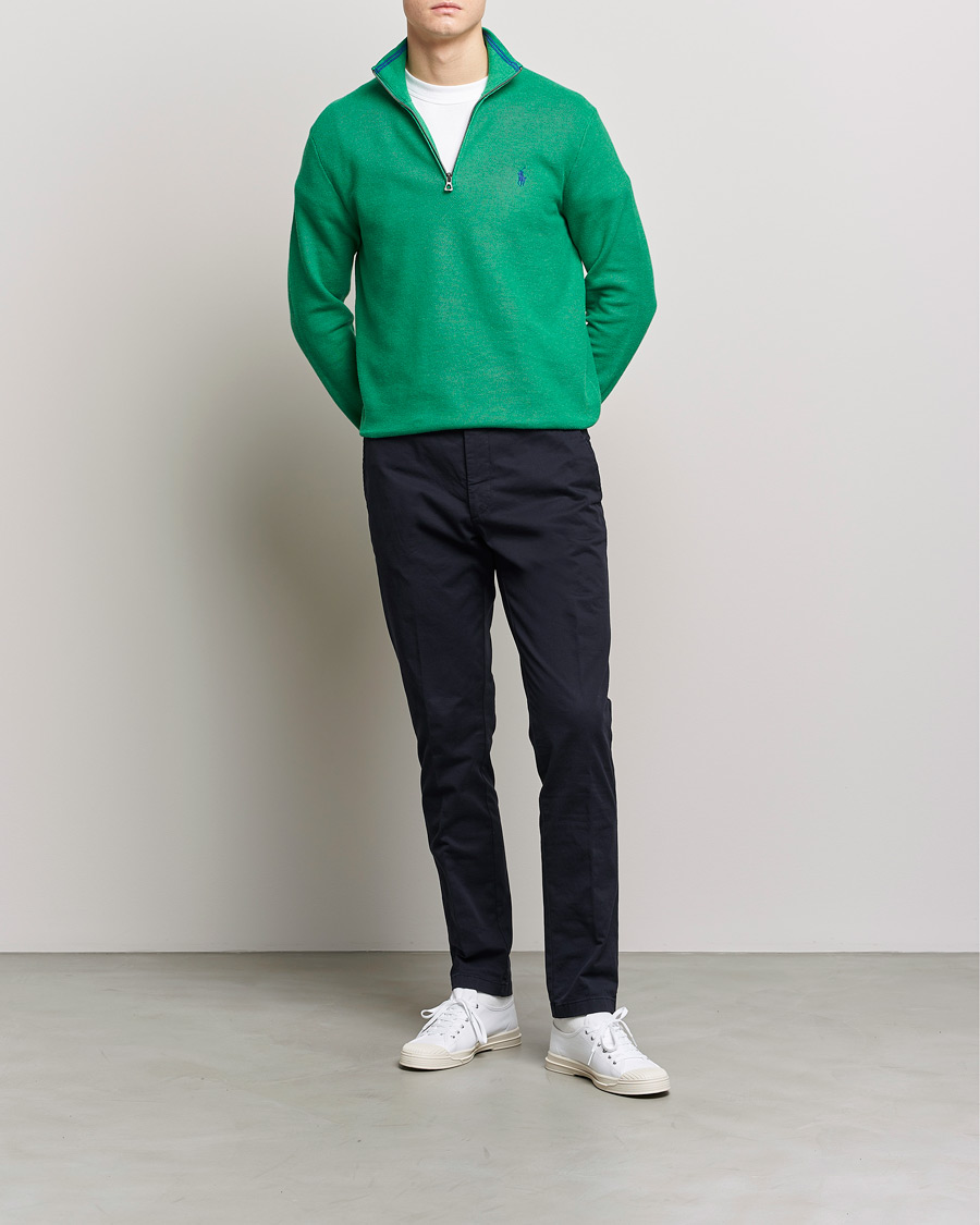 Men | Sweaters & Knitwear | Polo Ralph Lauren | Textured Half-Zip Optic Green Heather