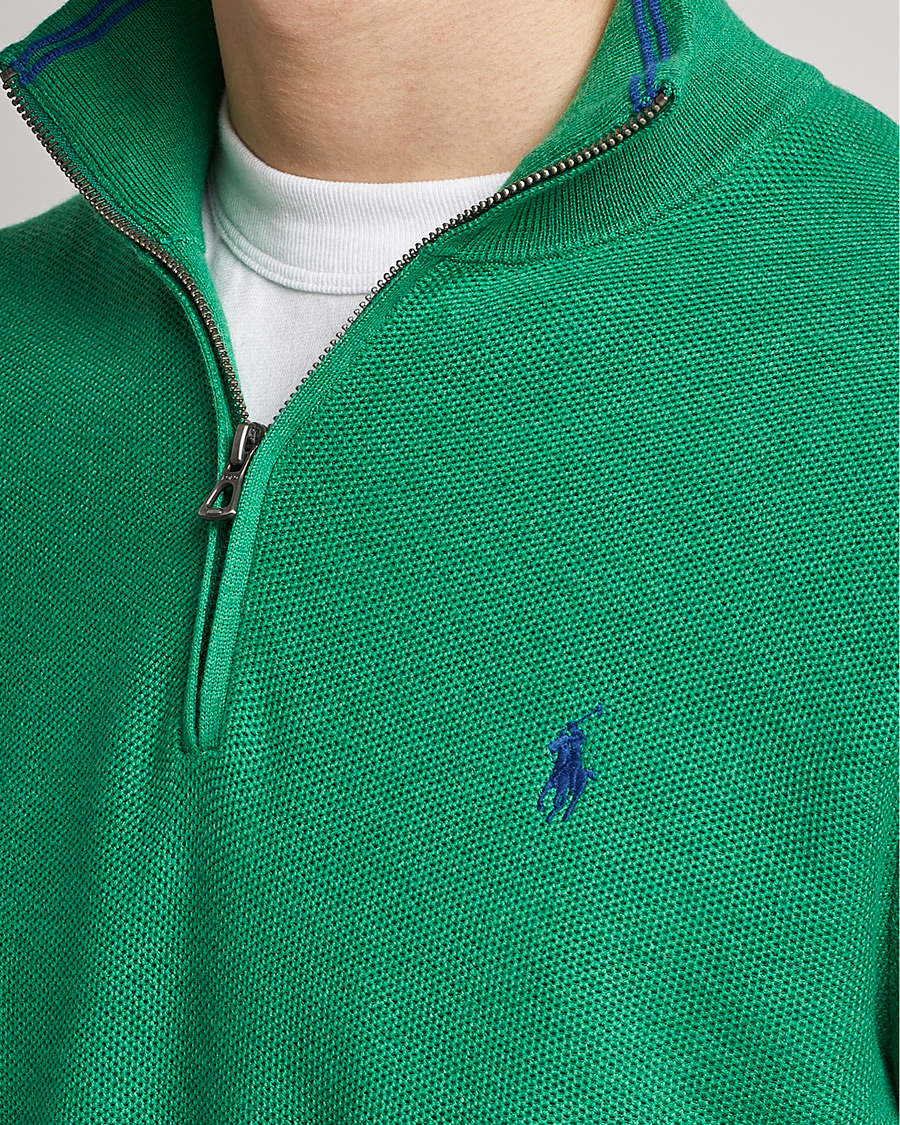 Men | Sweaters & Knitwear | Polo Ralph Lauren | Textured Half-Zip Optic Green Heather