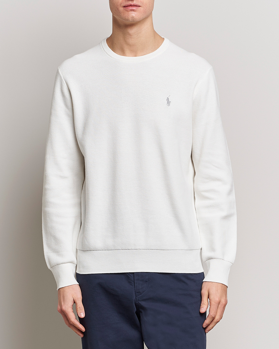 Men | Sweaters & Knitwear | Polo Ralph Lauren | Textured Crew Neck Sweater Deckwash White