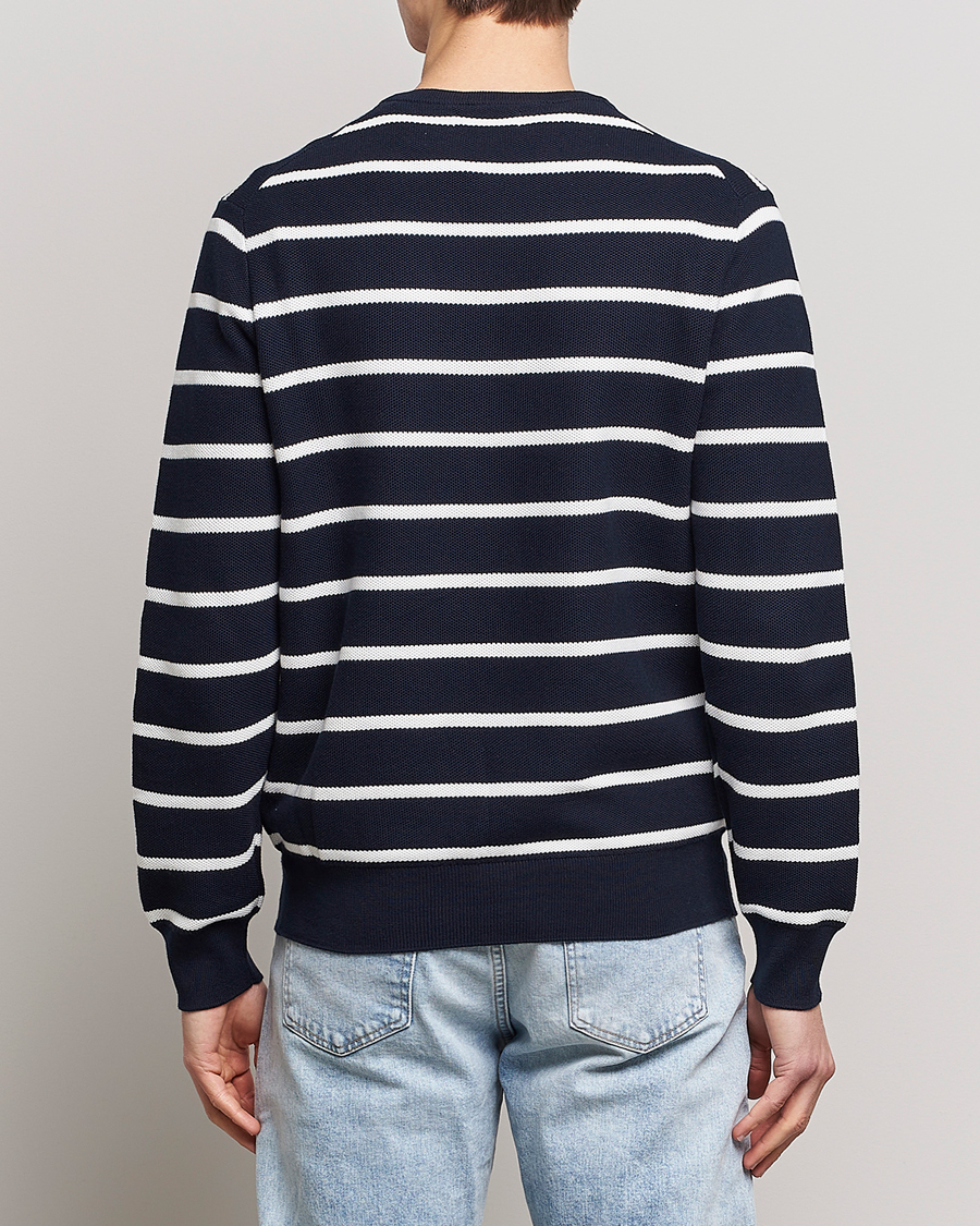 Men | Sweaters & Knitwear | Polo Ralph Lauren | Textured Striped Crew Neck Sweater Navy/White