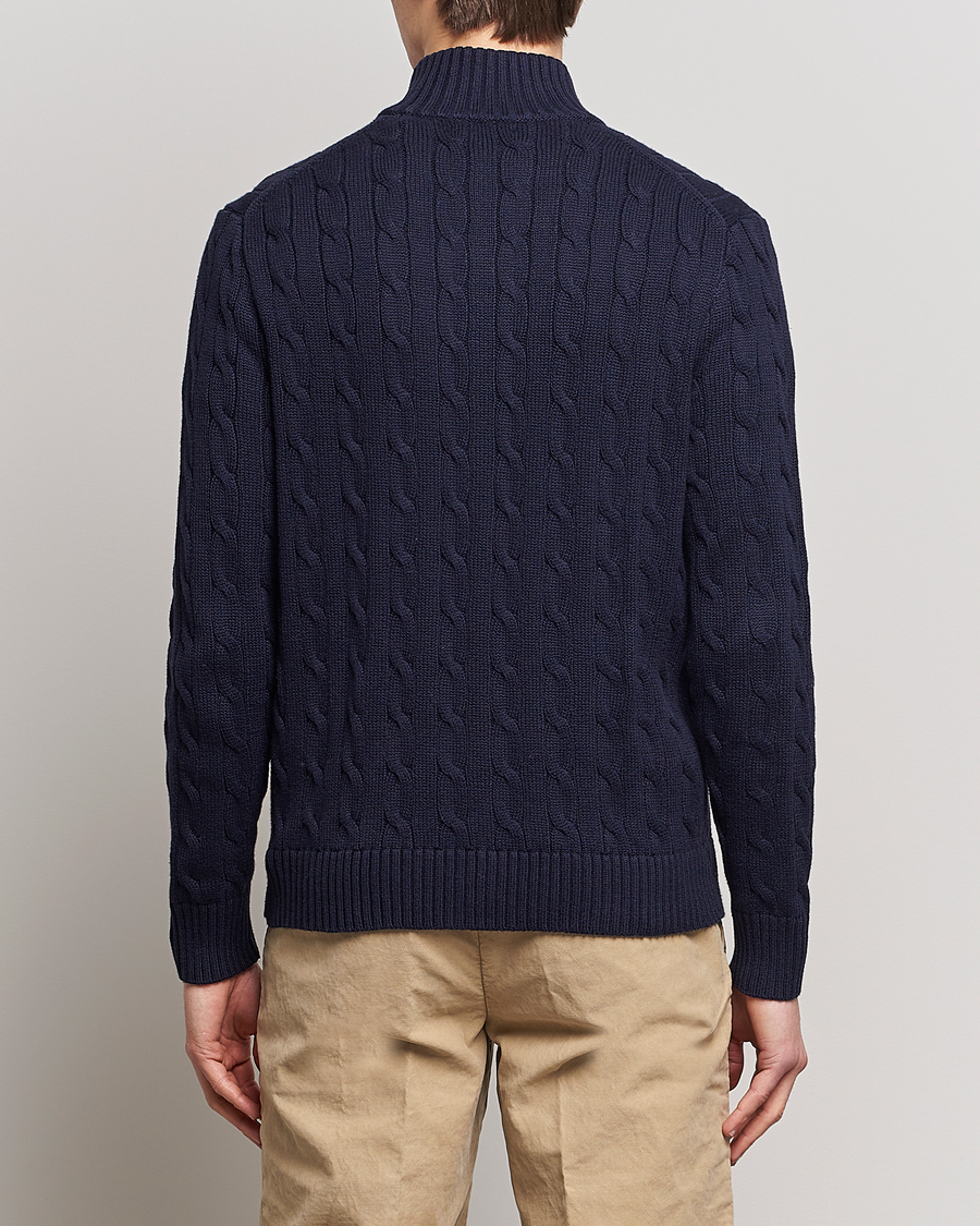 Men | Sweaters & Knitwear | Polo Ralph Lauren | Cotton Cable Full Zip Hunter Navy