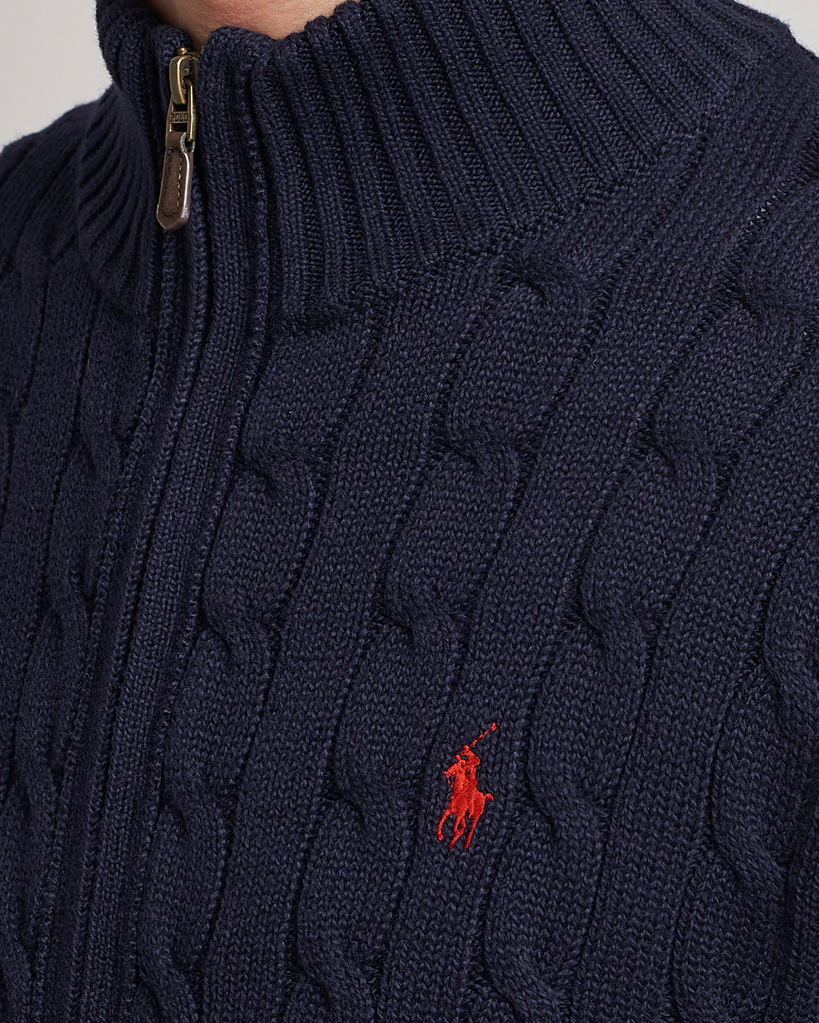 Men | Sweaters & Knitwear | Polo Ralph Lauren | Cotton Cable Full Zip Hunter Navy