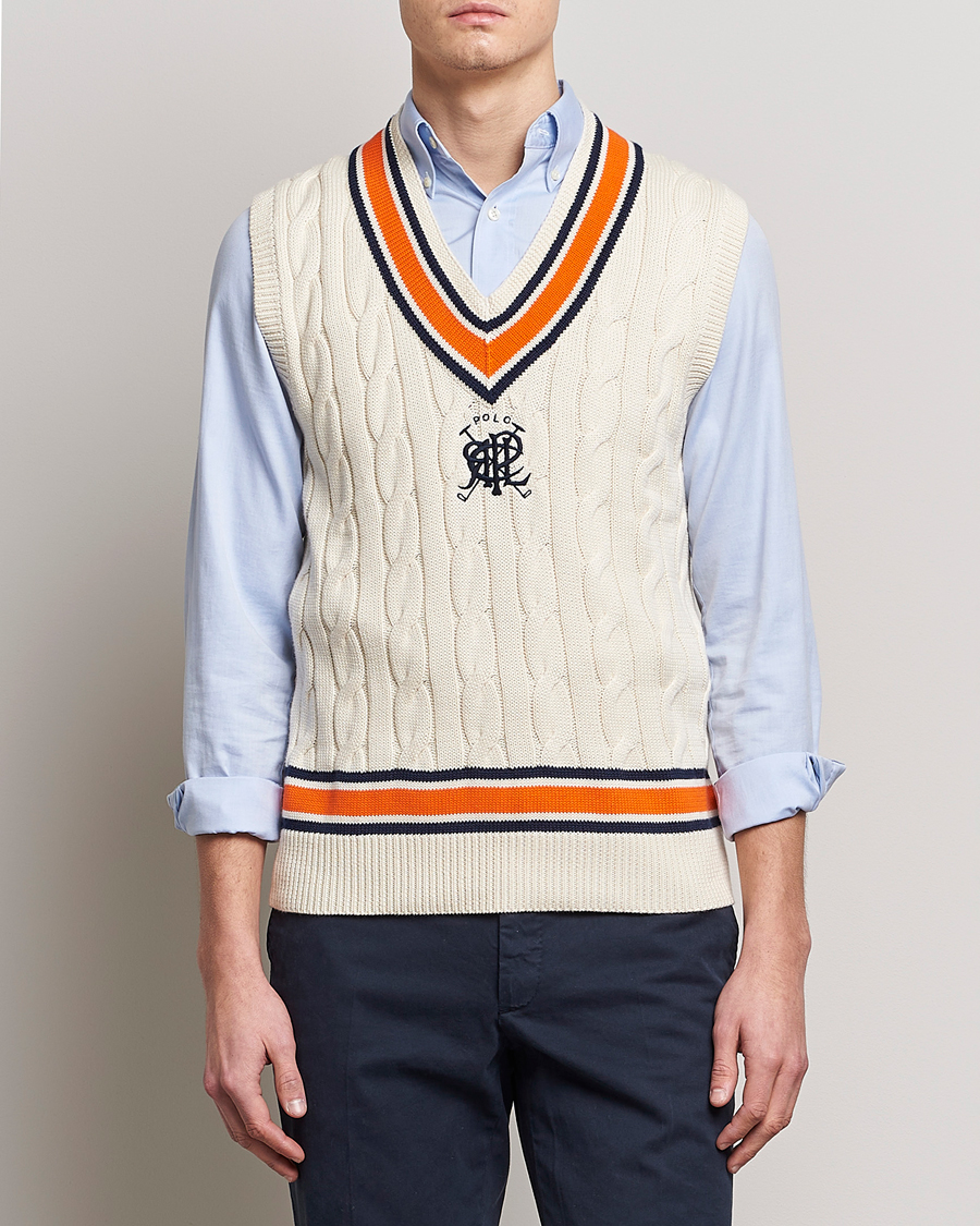 Men | Pullovers | Polo Ralph Lauren | Cricket V-Neck Knitted Vest Cream Multi