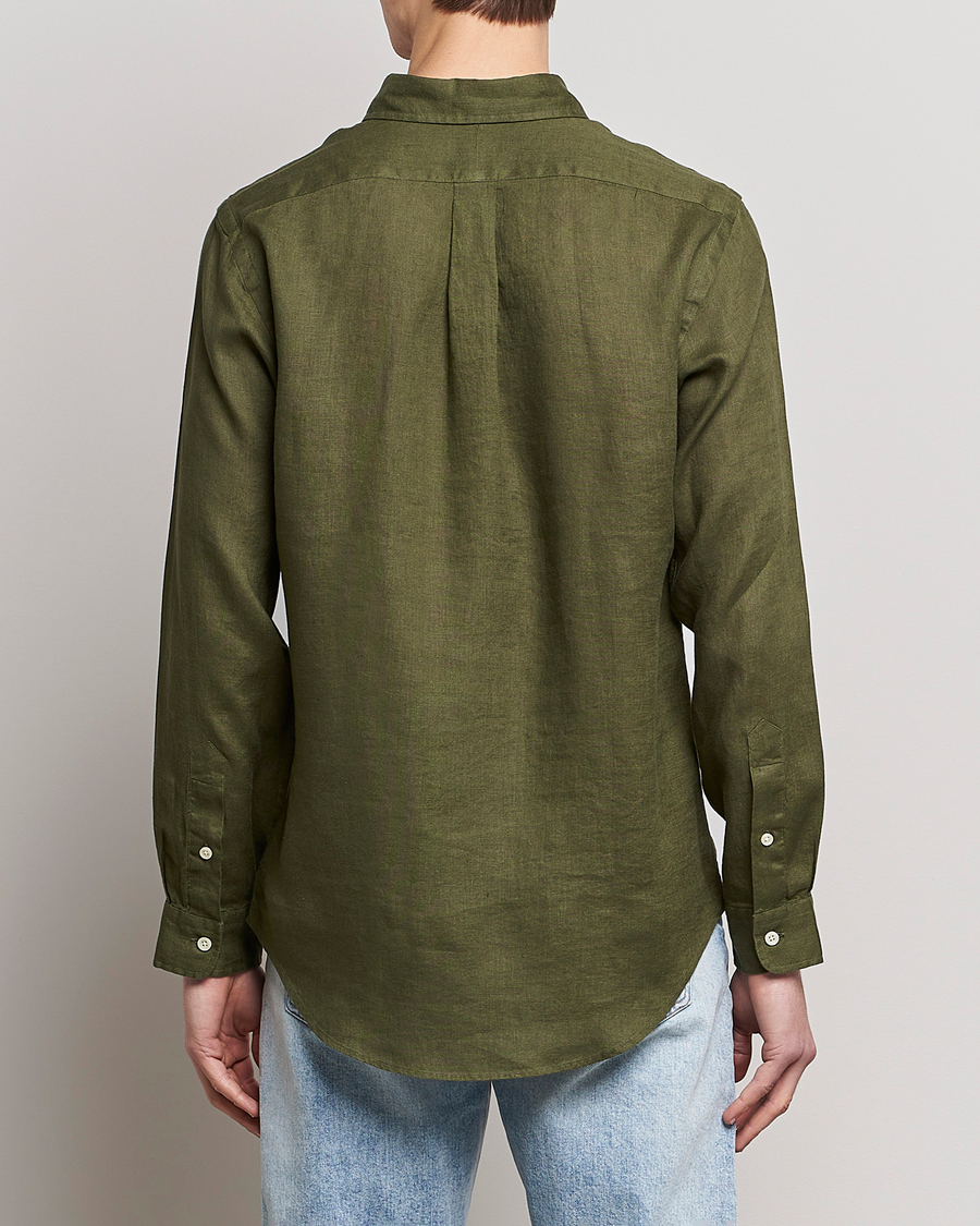 Men | Shirts | Polo Ralph Lauren | Custom Fit Linen Button Down Dark Sage