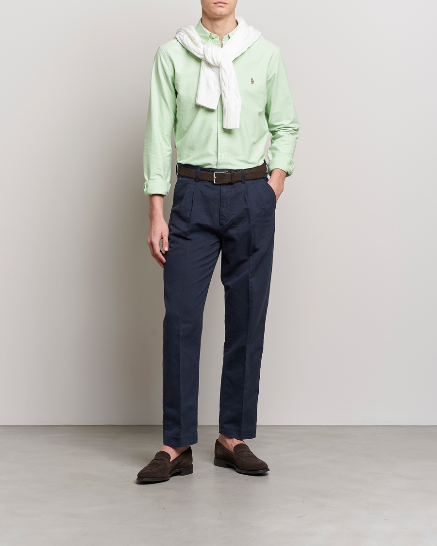 Men | Shirts | Polo Ralph Lauren | Custom Fit Oxford Button Down Shirt Oasis Green