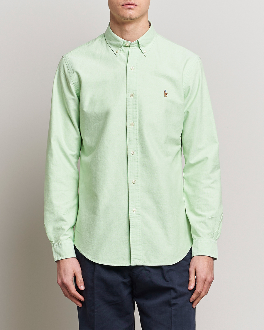 Men | Oxford Shirts | Polo Ralph Lauren | Custom Fit Oxford Button Down Shirt Oasis Green