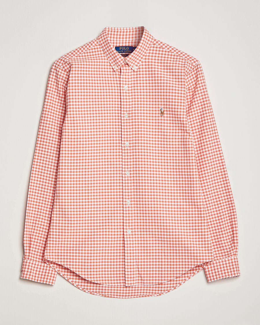 Men | Shirts | Polo Ralph Lauren | Slim Fit Oxford Checked Shirt Orange/White