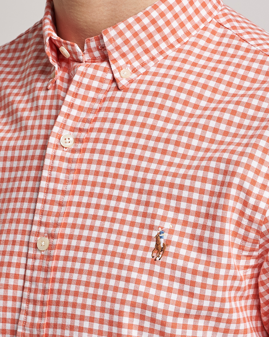 Men | Shirts | Polo Ralph Lauren | Slim Fit Oxford Checked Shirt Orange/White