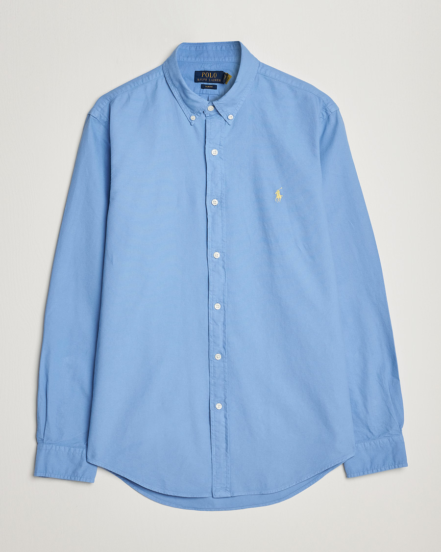 Men | Shirts | Polo Ralph Lauren | Slim Fit Garment Dyed Oxford Shirt Blue