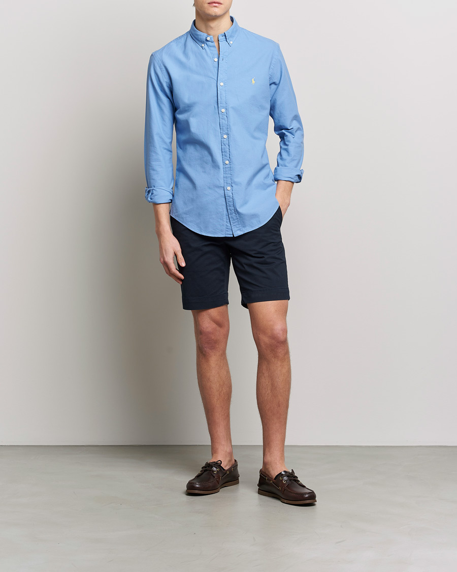 Men | Shirts | Polo Ralph Lauren | Slim Fit Garment Dyed Oxford Shirt Blue