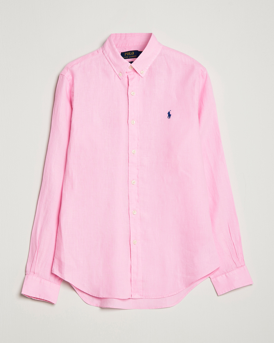 Men | Shirts | Polo Ralph Lauren | Slim Fit Linen Button Down Shirt Carmel Pink