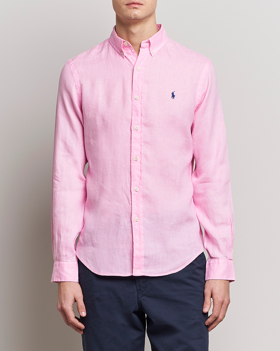 Men | Linen Shirts | Polo Ralph Lauren | Slim Fit Linen Button Down Shirt Carmel Pink