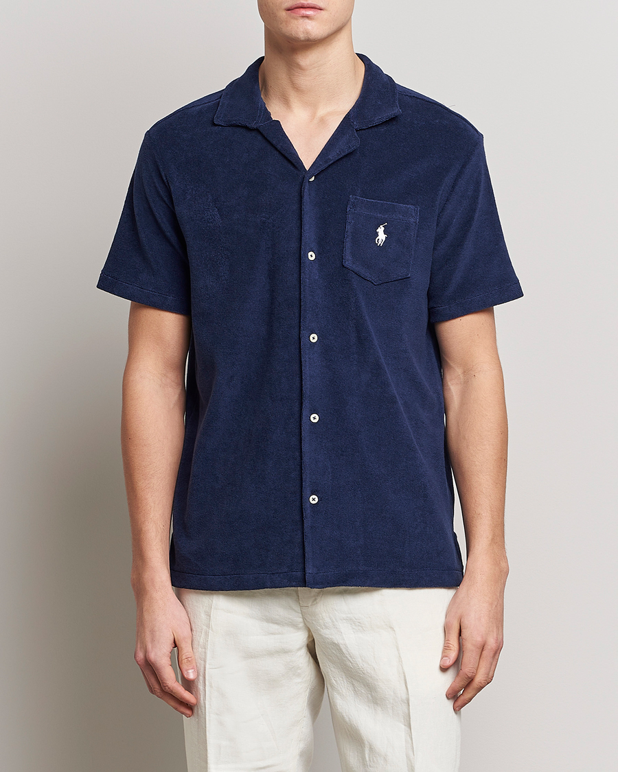 Men | Short Sleeve Shirts | Polo Ralph Lauren | Cotton Terry Short Sleeve Shirt Newport Navy