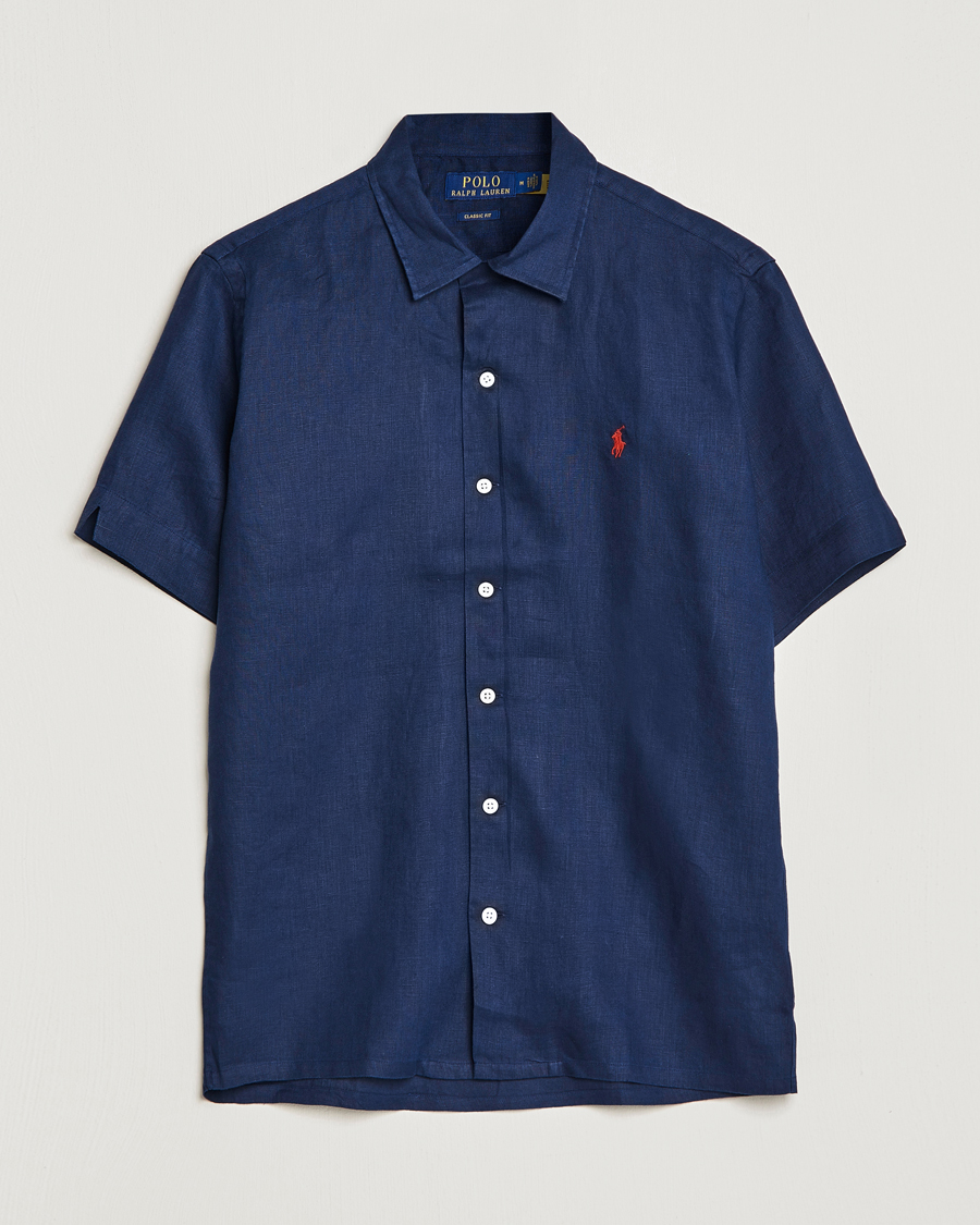 Polo Ralph Lauren Linen Camp Collar Short Sleeve Shirt Newport Navy at Care