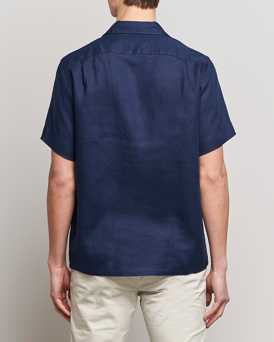 Men | Shirts | Polo Ralph Lauren | Linen Camp Collar Short Sleeve Shirt Newport Navy