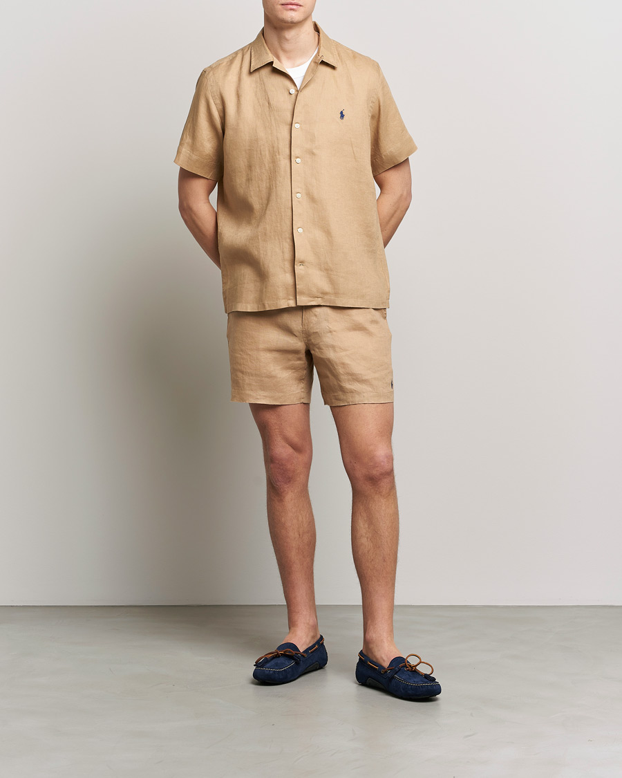 Men | Shirts | Polo Ralph Lauren | Linen Camp Collar Short Sleeve Shirt Vintage Khaki