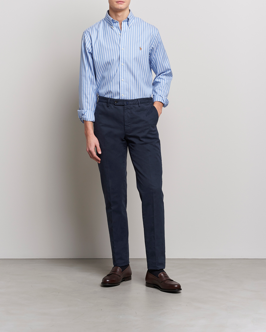 Men | Shirts | Polo Ralph Lauren | Custom Fit Striped Dress Shirt Blue/White