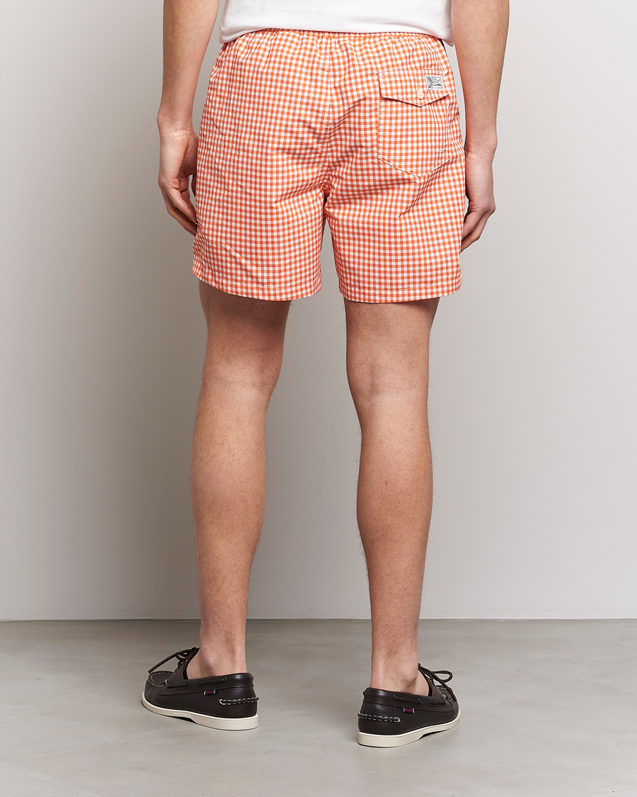 Men | Swimwear | Polo Ralph Lauren | Traveler Gingham Swimshorts Sailing Orange