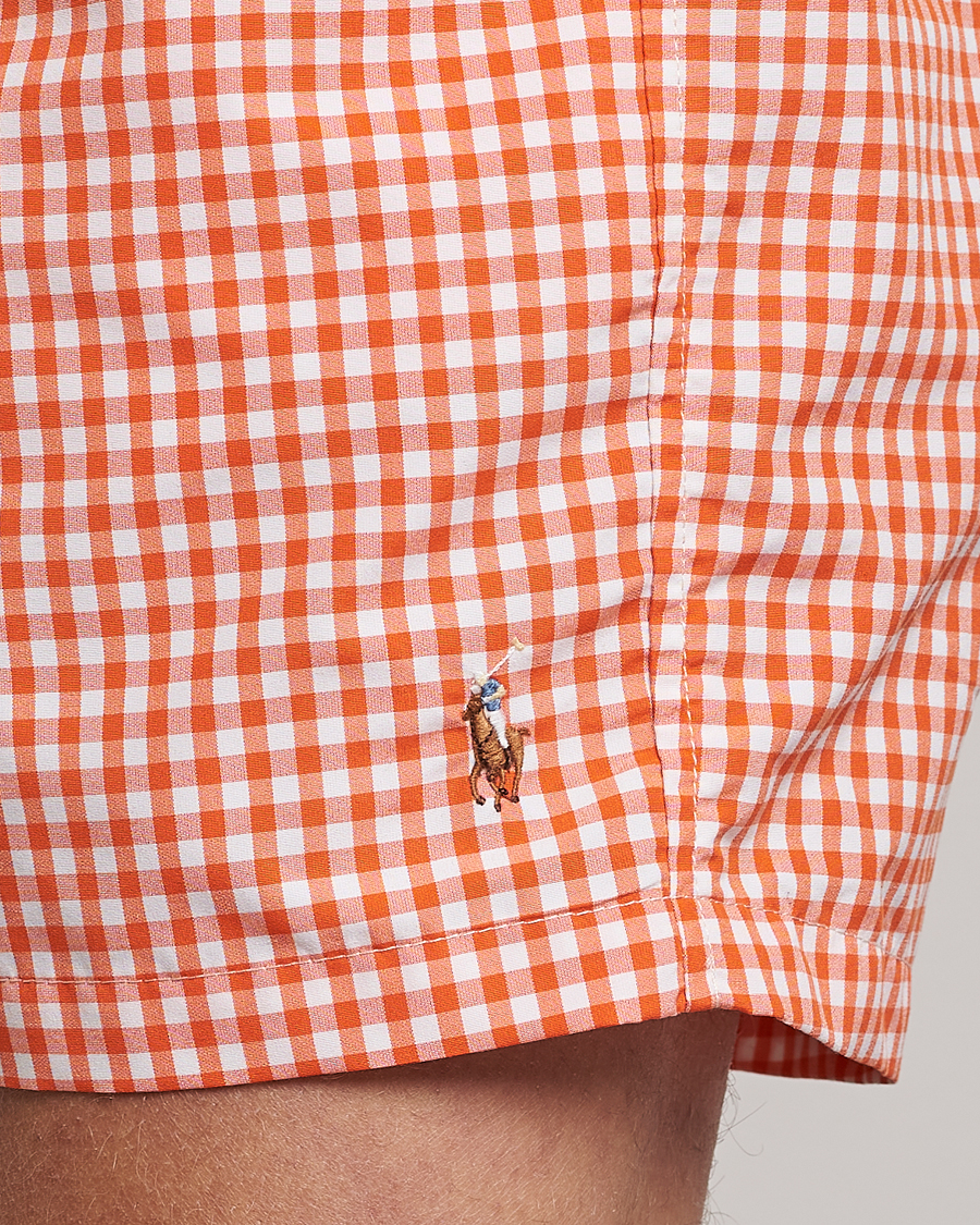 Men | Swimwear | Polo Ralph Lauren | Traveler Gingham Swimshorts Sailing Orange