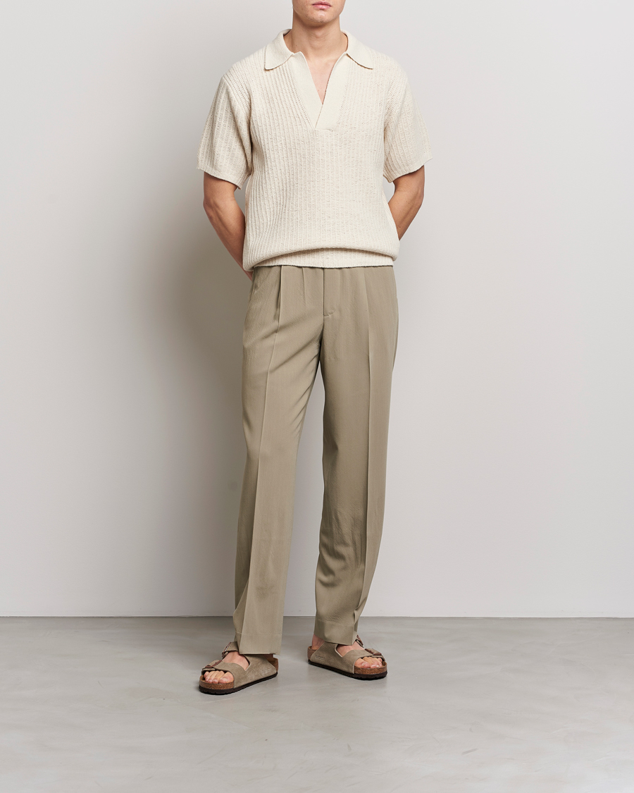 Men | Polo Shirts | Auralee | Wool Rib Knit Skipper Polo Ecru