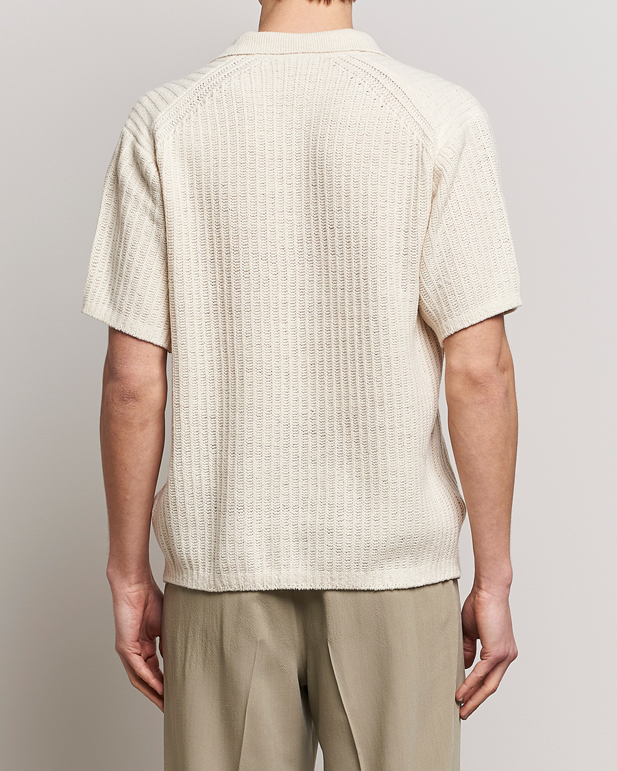Men | Polo Shirts | Auralee | Wool Rib Knit Skipper Polo Ecru