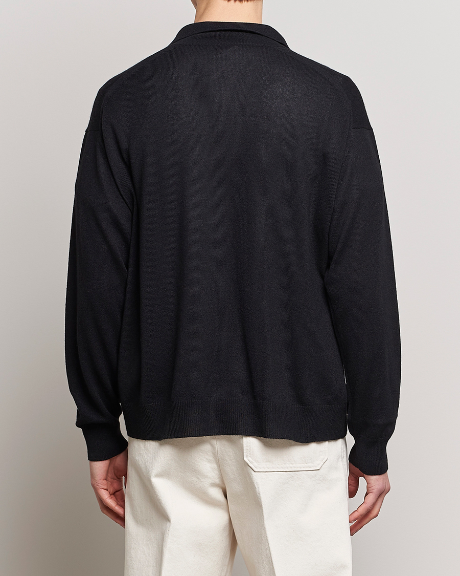 Men | Sweaters & Knitwear | Auralee | Cashmere/Silk Skipper Polo Black