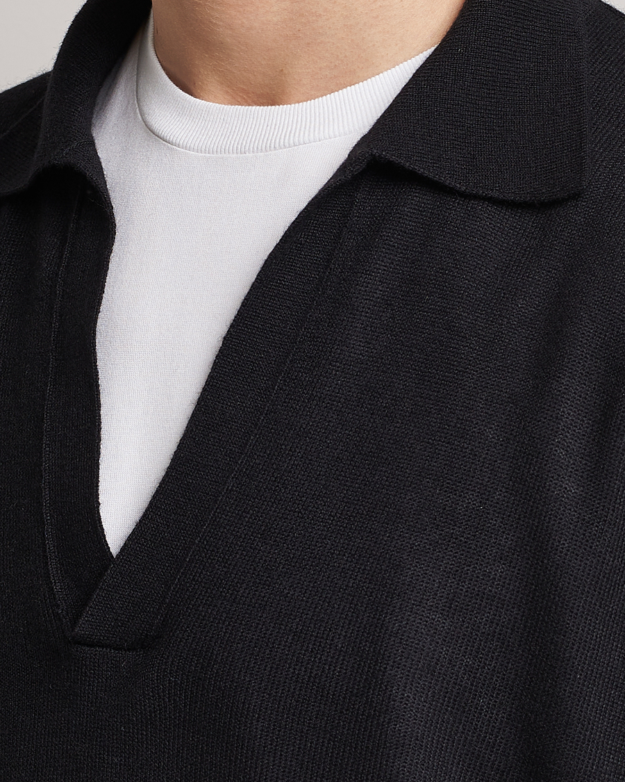 Men | Sweaters & Knitwear | Auralee | Cashmere/Silk Skipper Polo Black