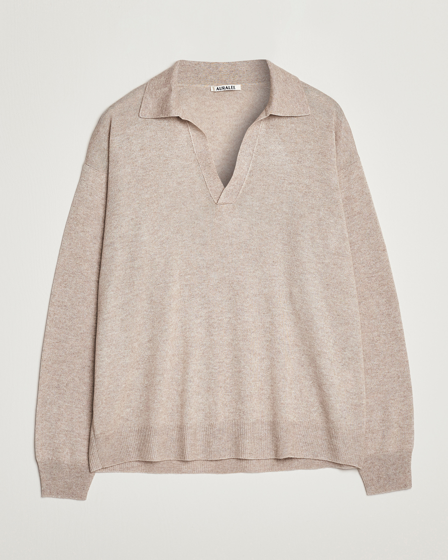 Men | Sweaters & Knitwear | Auralee | Cashmere/Silk Skipper Polo Beige