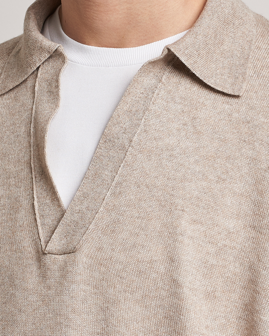 Men | Sweaters & Knitwear | Auralee | Cashmere/Silk Skipper Polo Beige