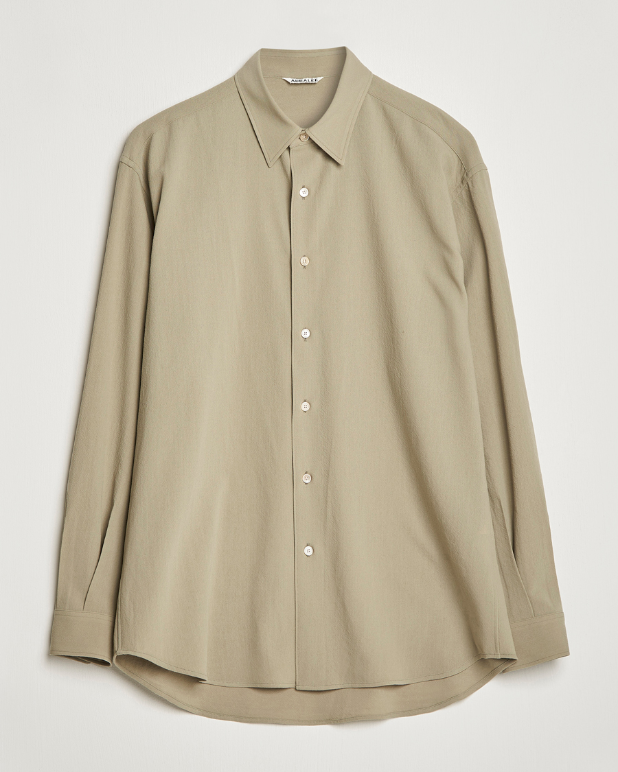 Men | Shirts | Auralee | Viyella Wool Shirt Light Khaki