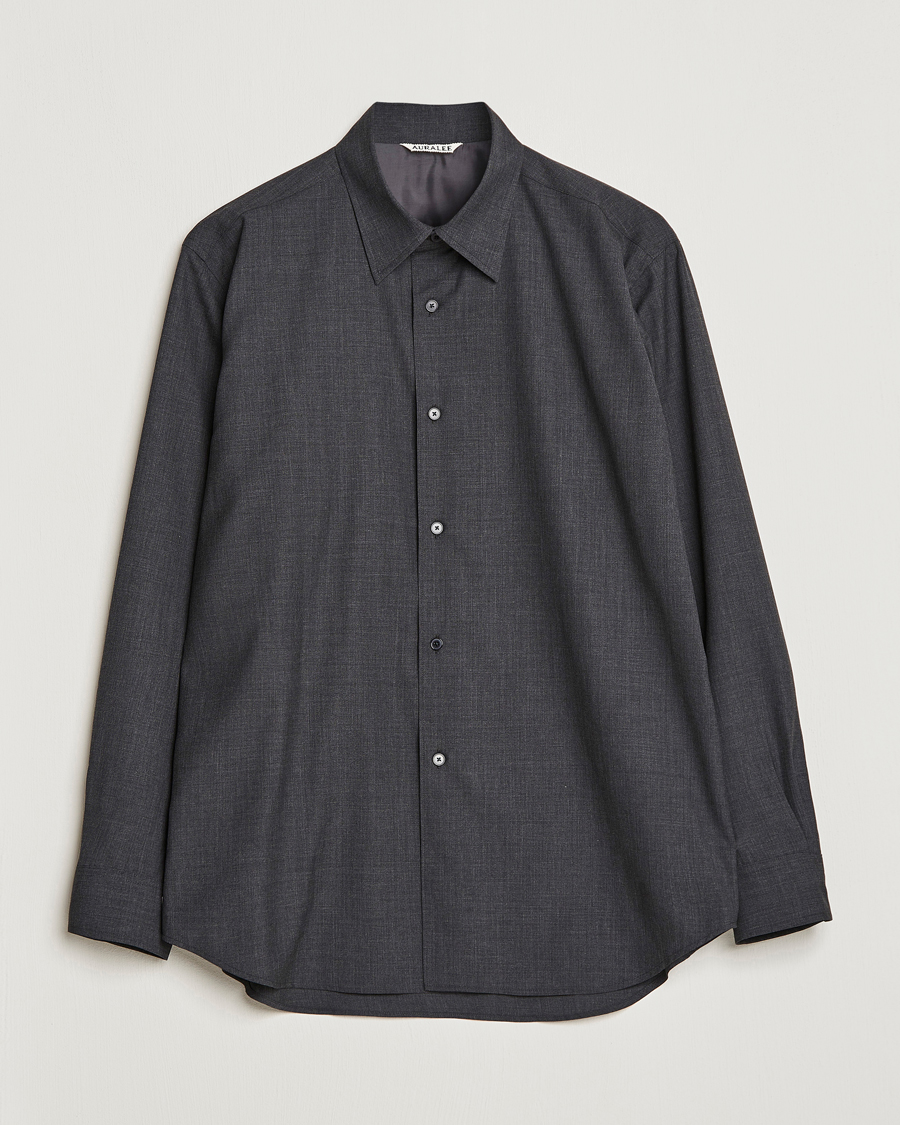 Men | Shirts | Auralee | Tropical Wool Shirt Charcoal