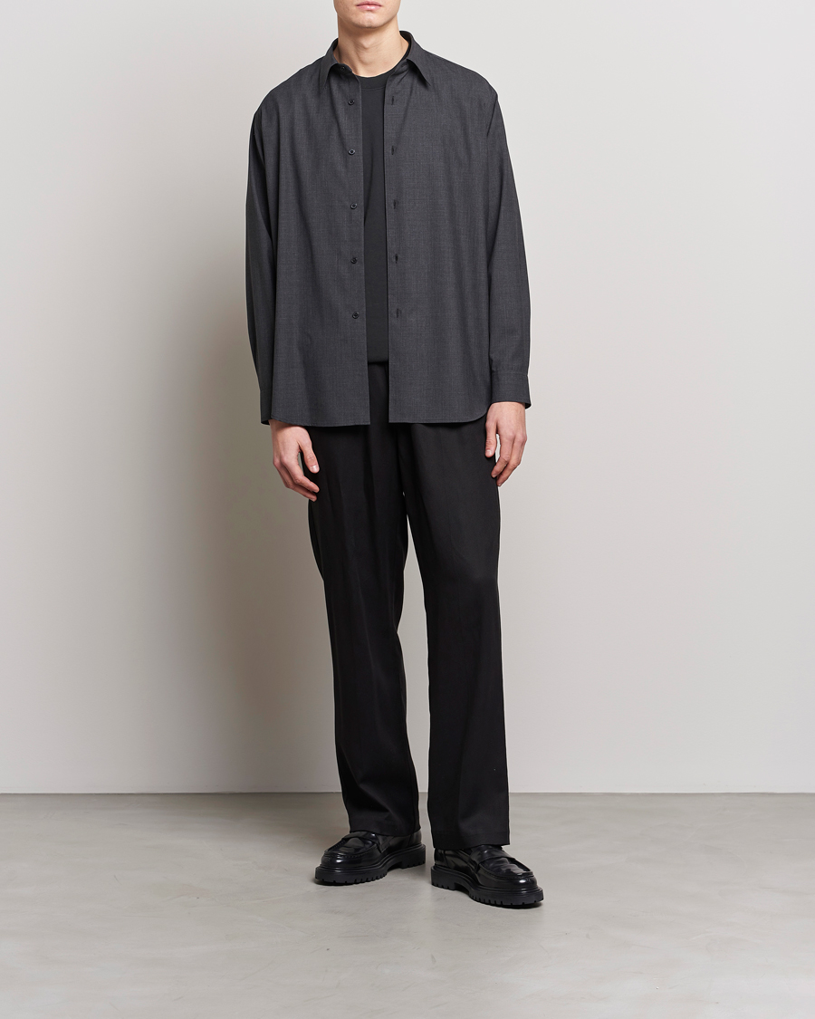 Men | Shirts | Auralee | Tropical Wool Shirt Charcoal