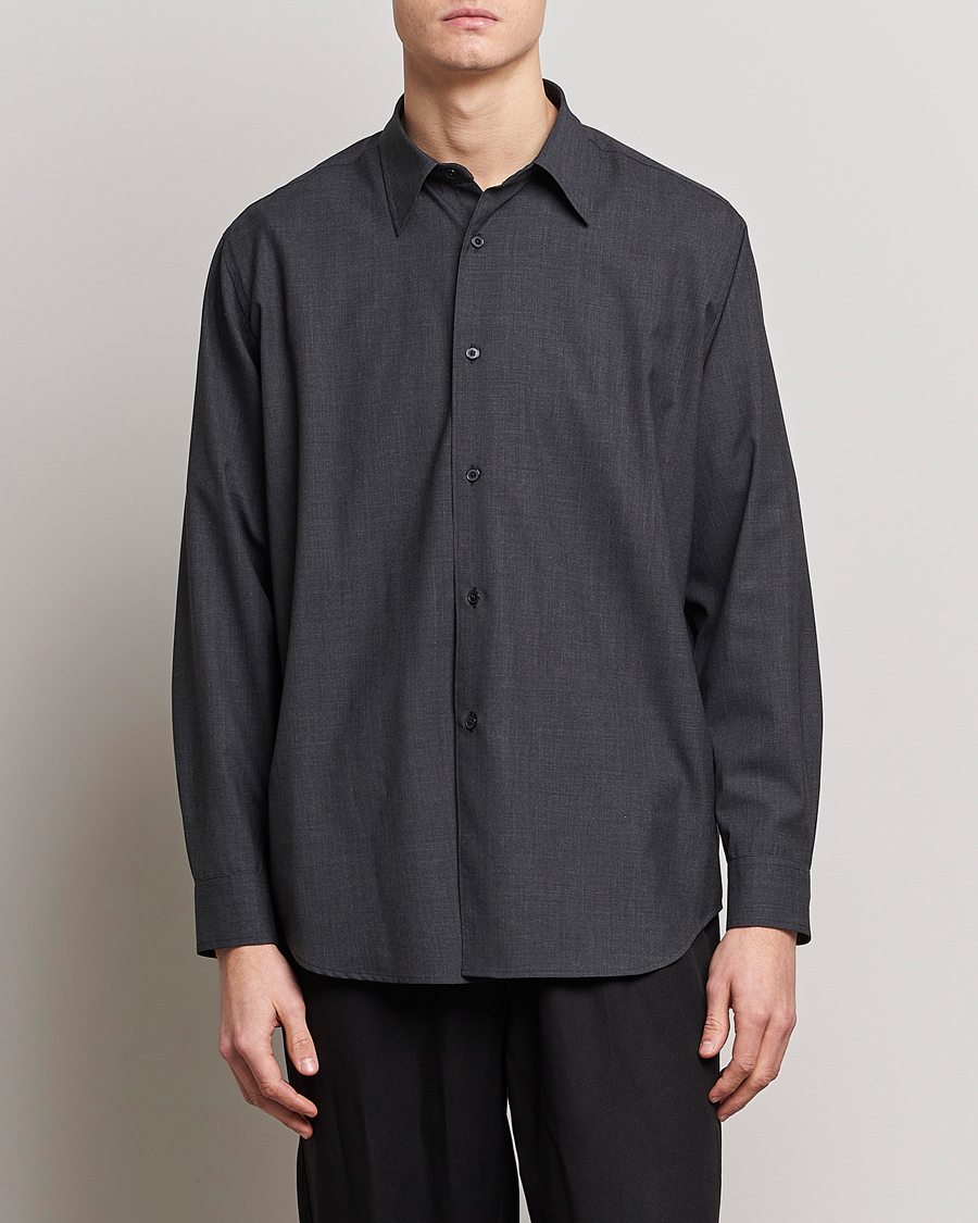 Men | Casual Shirts | Auralee | Tropical Wool Shirt Charcoal